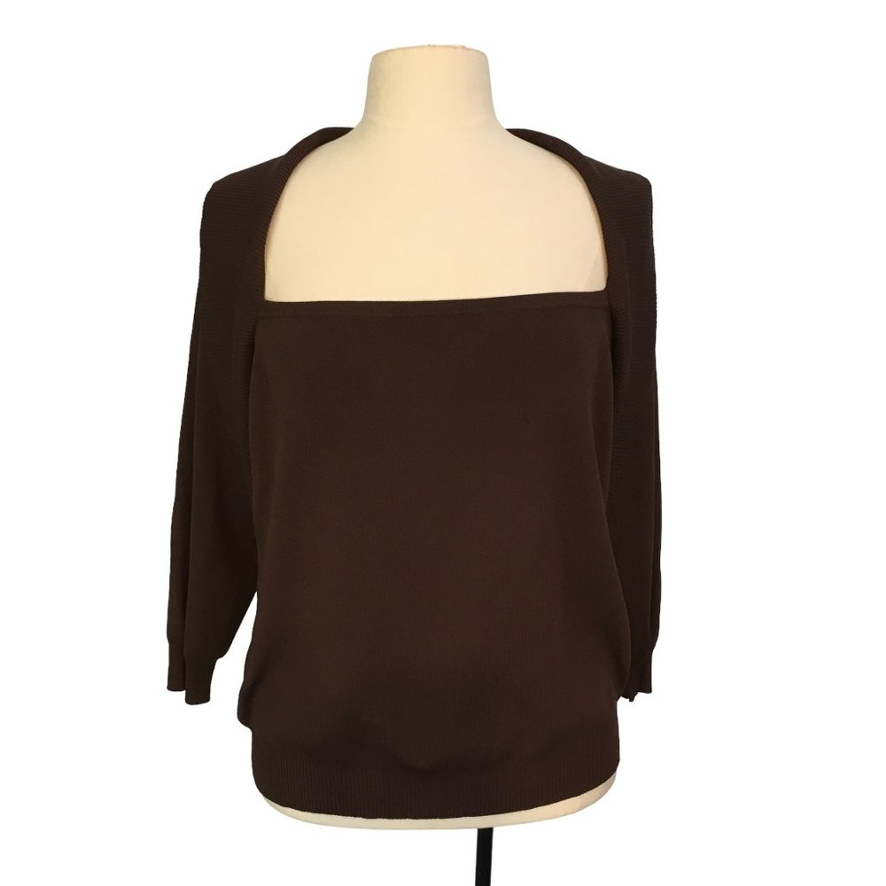 Cato Womens Brown RayonSquare Neck  3/4 Sleeve Sweater, sz‎ XL